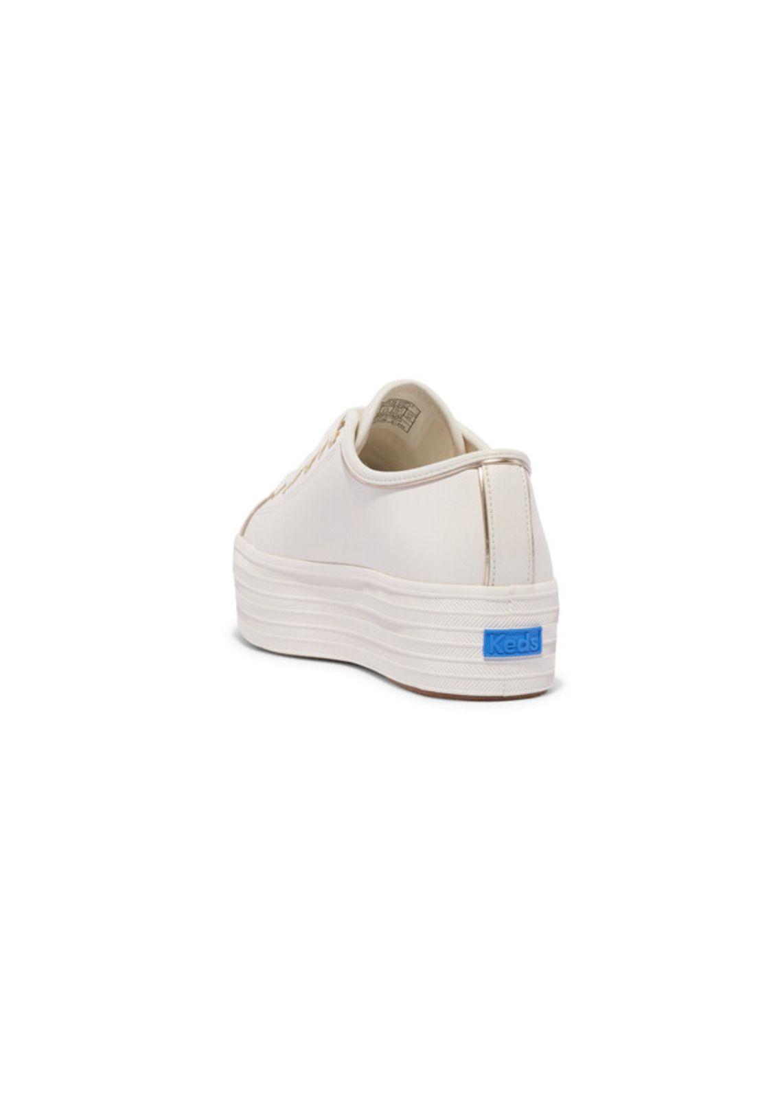 Zapatilla Cuero Blanca Mujer Triple Up Piping -5