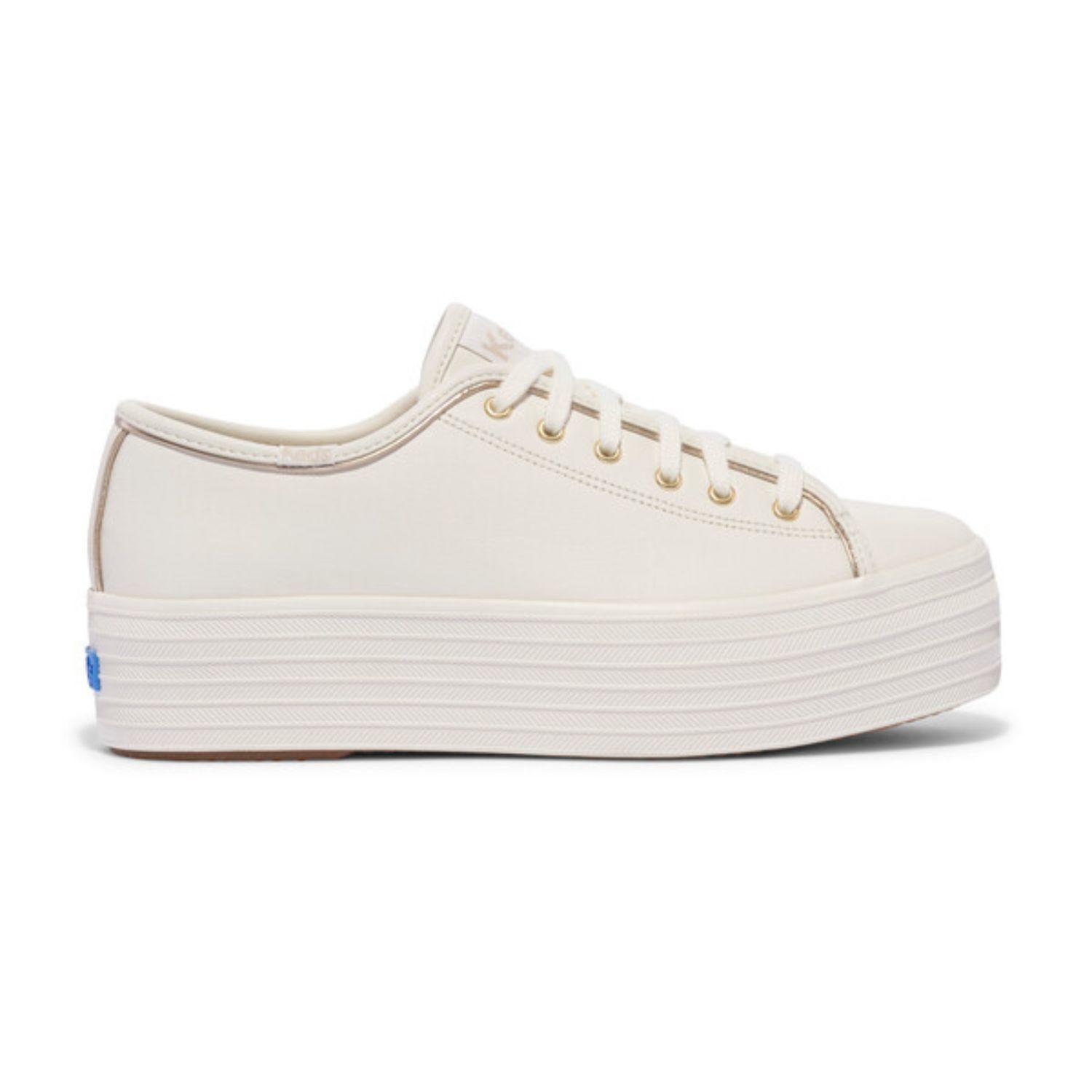 Zapatilla Cuero Blanca Mujer Triple Up Piping -0