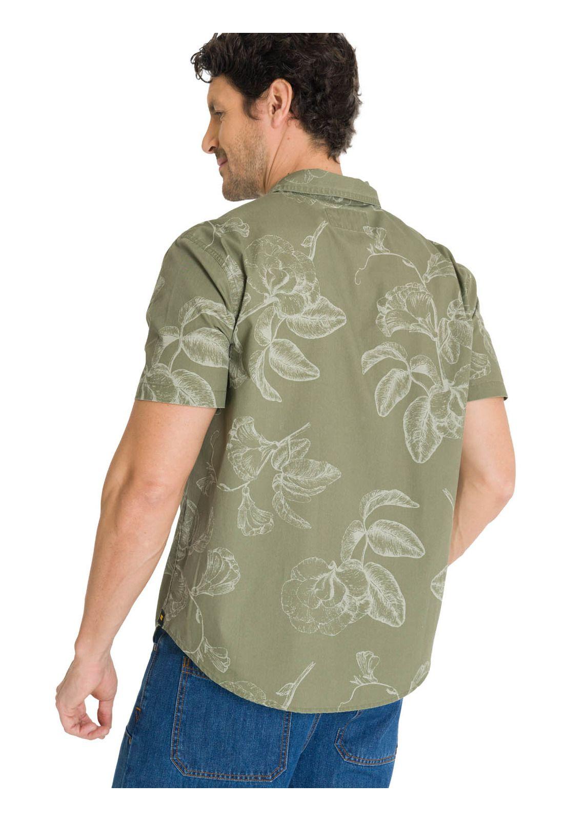 Camisa Manga Corta Hombre Printed Poplin Verde-3