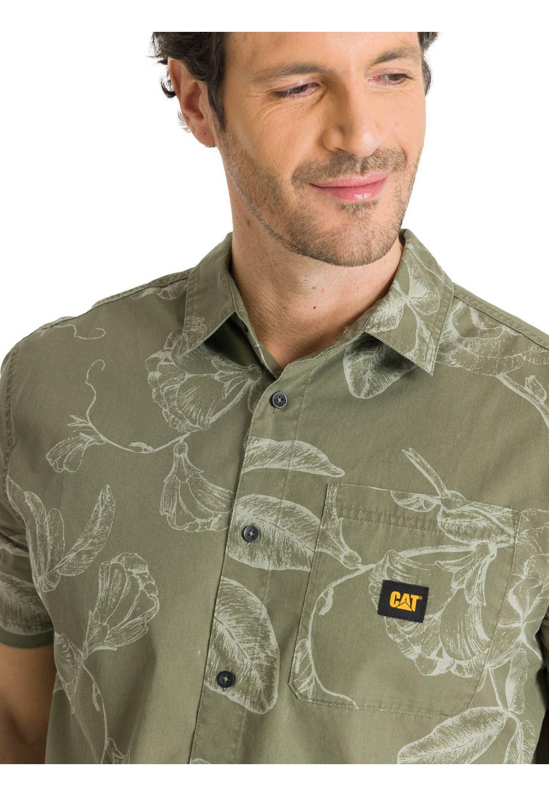Camisa Manga Corta Hombre Printed Poplin Verde-4