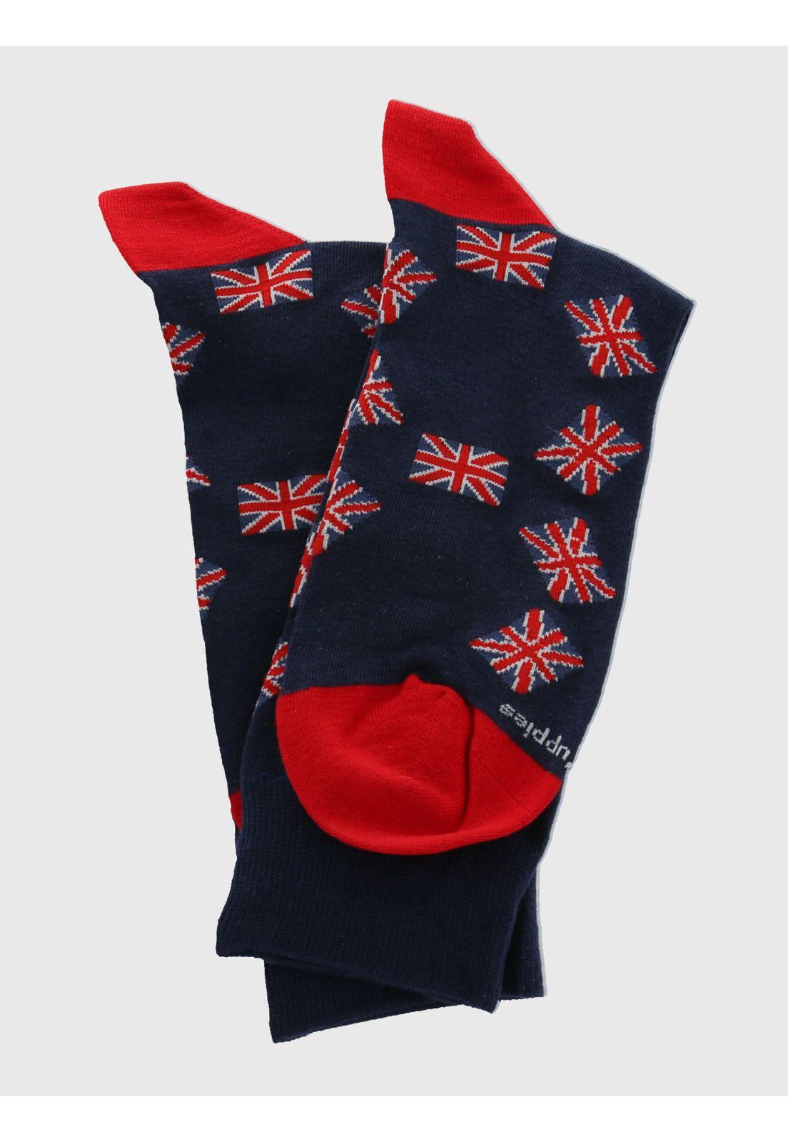 Calcetín Algodón Hombre C Flag Uk Azul-2