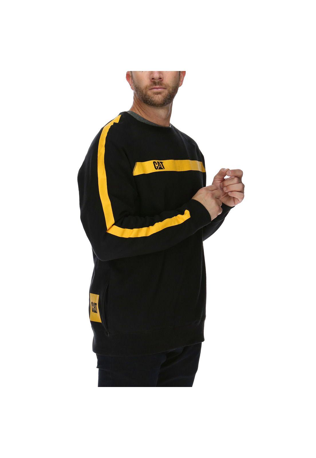 Polerón Hombre Icon Stripe Crew Neck Sweatshirt Algodón Negro-3