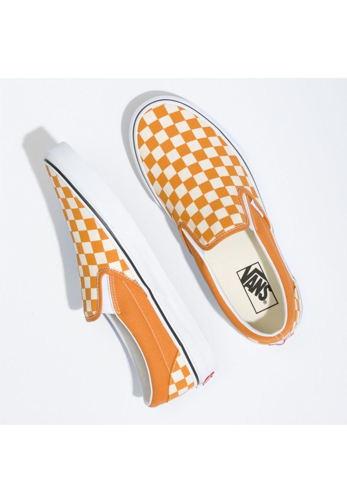 Zapatilla Mujer Classic Slip-On Checker Naranja-1