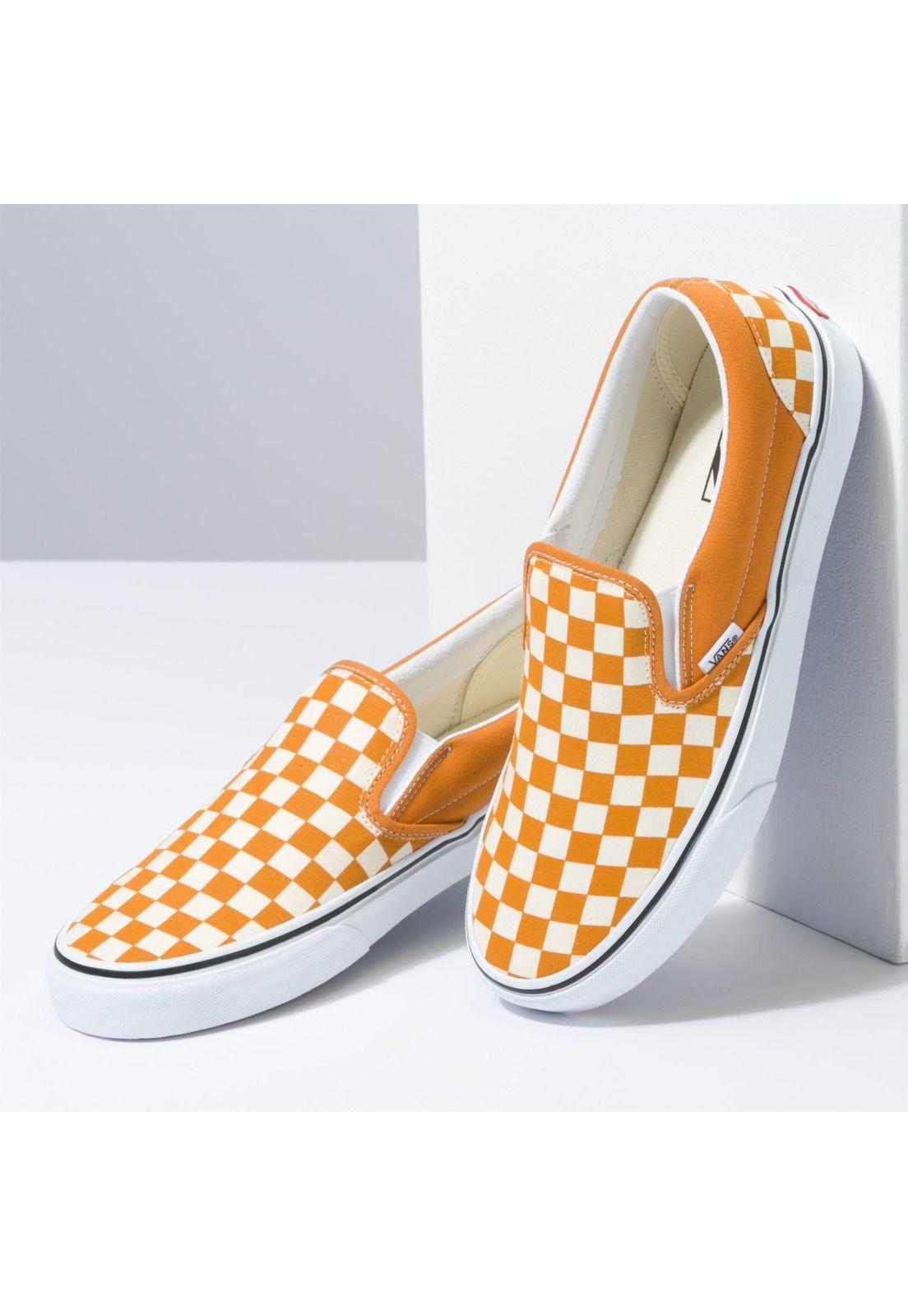 Zapatilla Mujer Classic Slip-On Checker Naranja-2