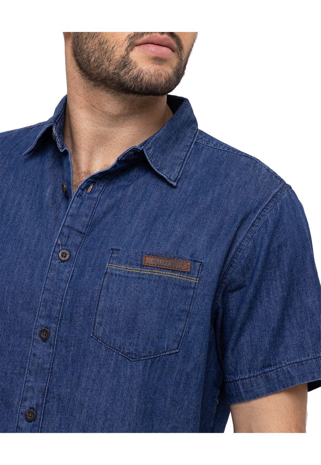 Camisa M/C Foundation S/S Denim Azul Hombre-3