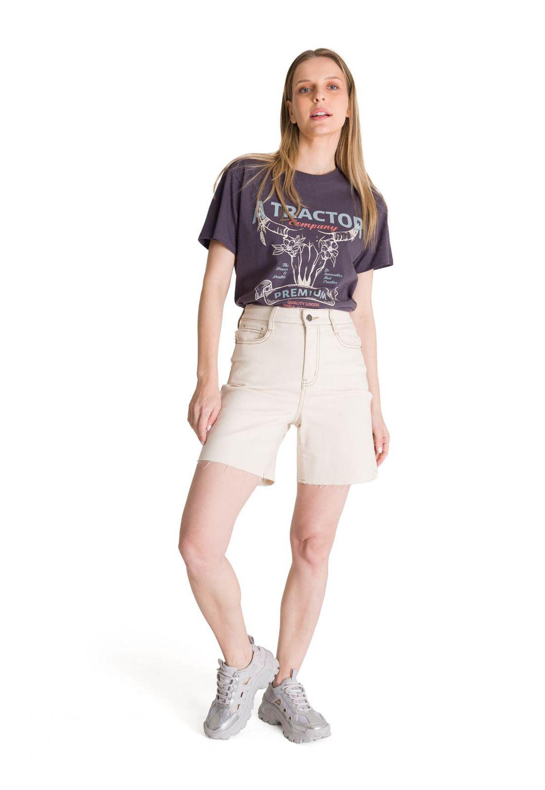 Polera Manga Corta Mujer Diseño Gris Oscuro-5