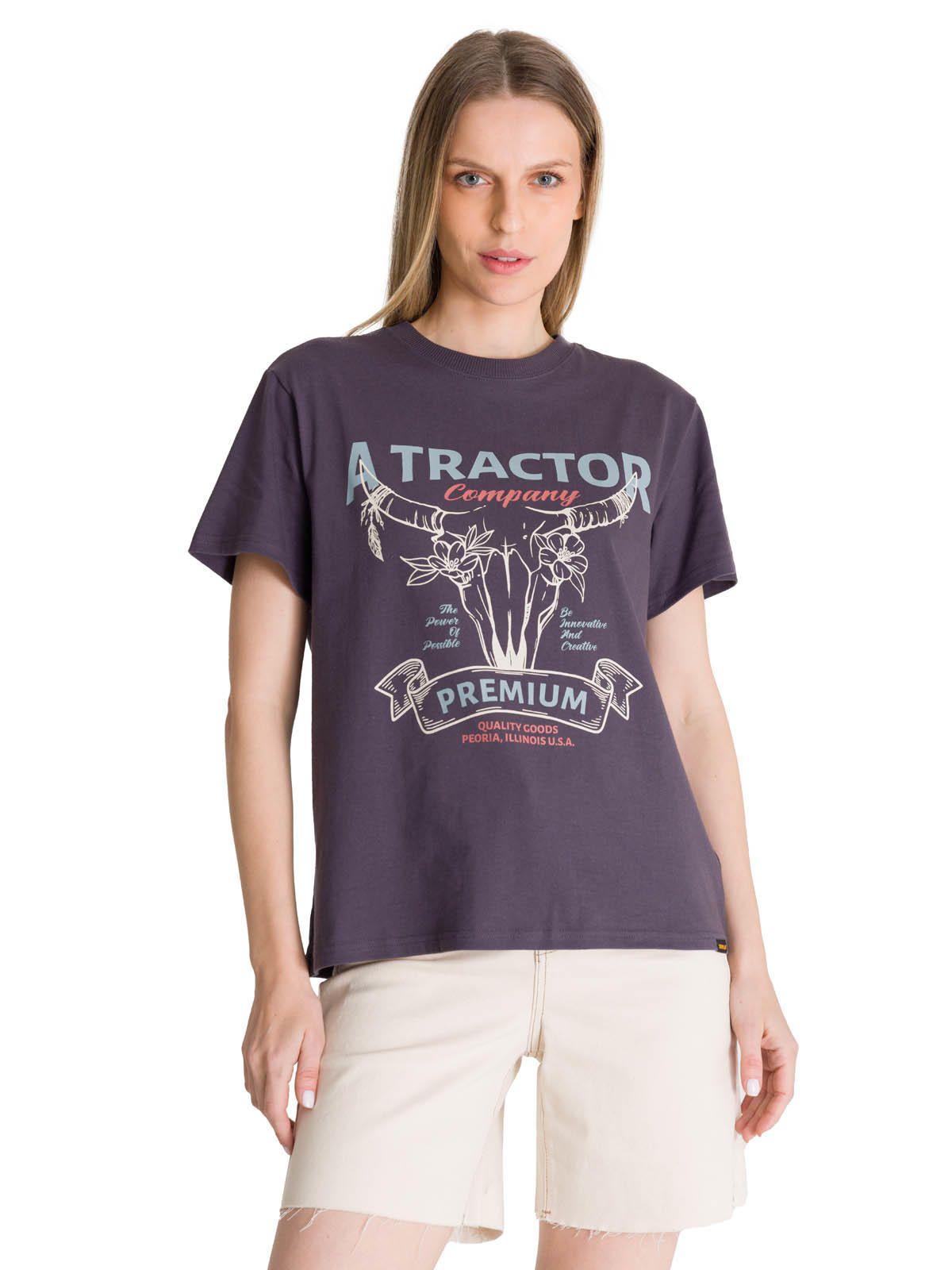 Polera Manga Corta Mujer Diseño Gris Oscuro-0