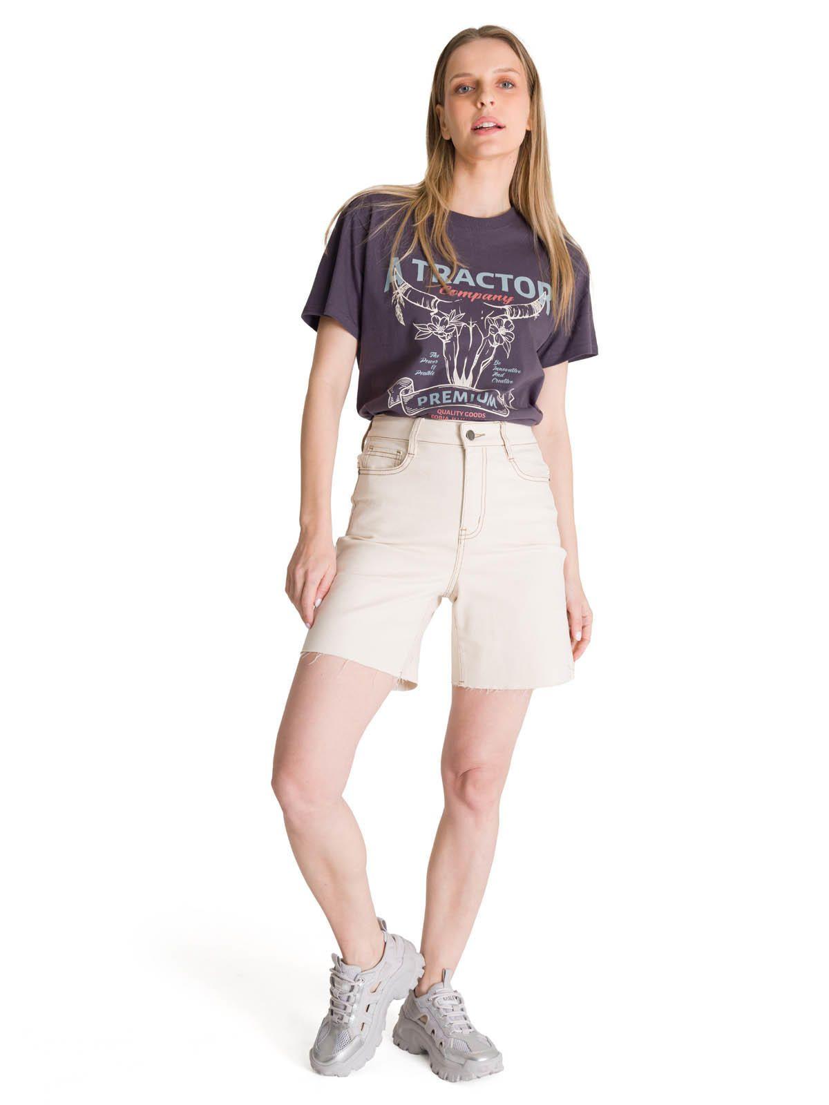 Polera Manga Corta Mujer Diseño Gris Oscuro-5