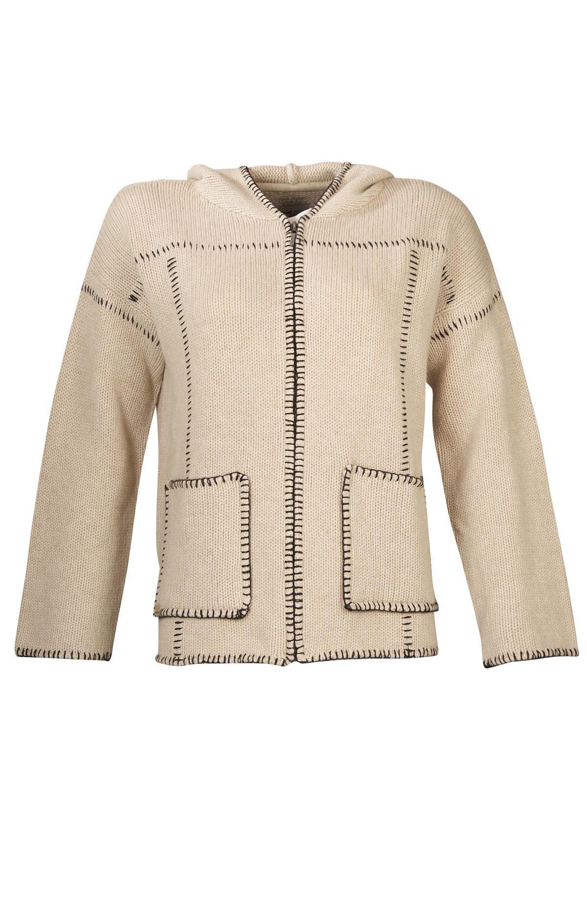 Sweater Fibras Recicladas Mujer Canela Blanco-0