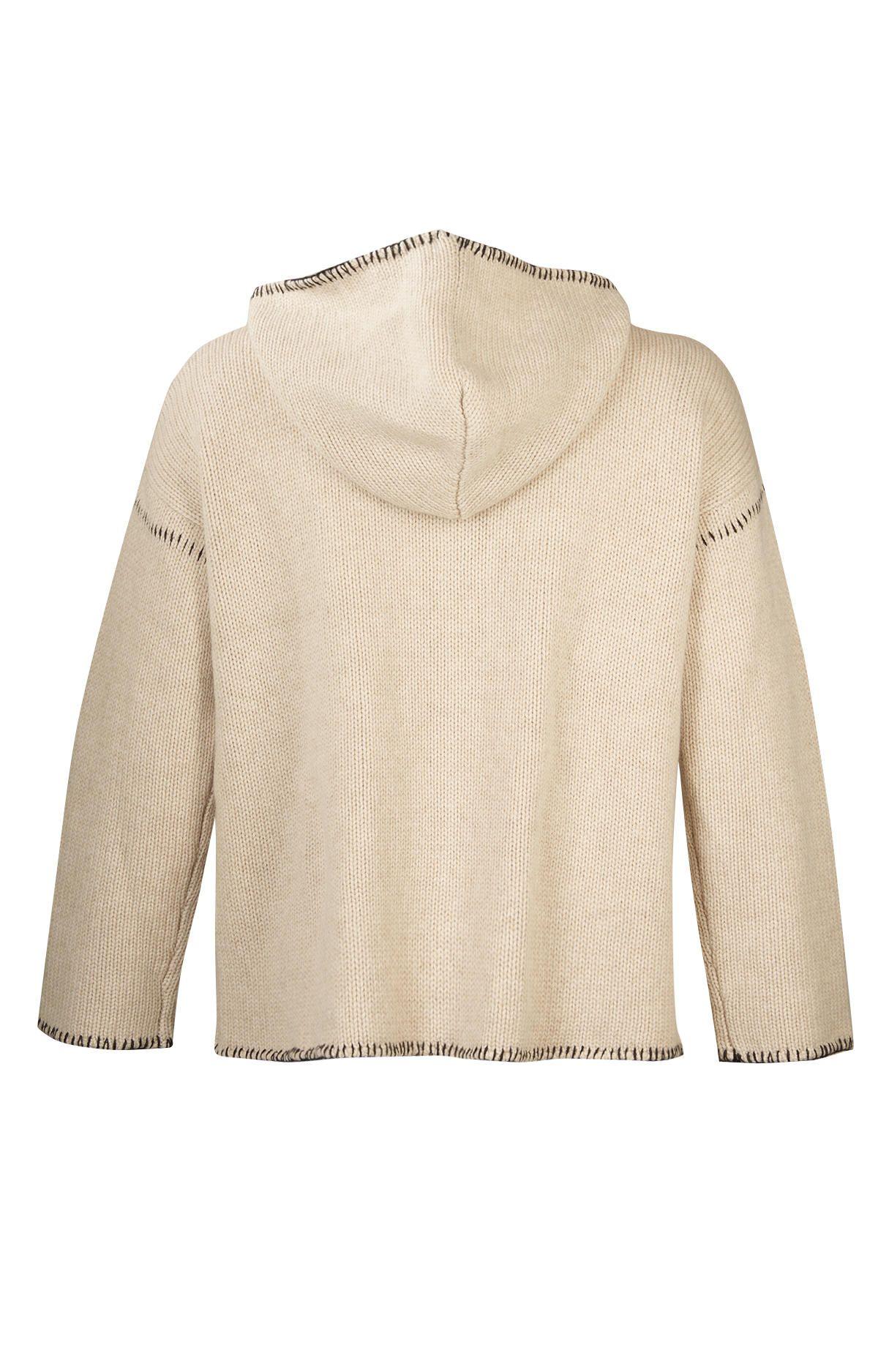 Sweater Fibras Recicladas Mujer Canela Blanco-1
