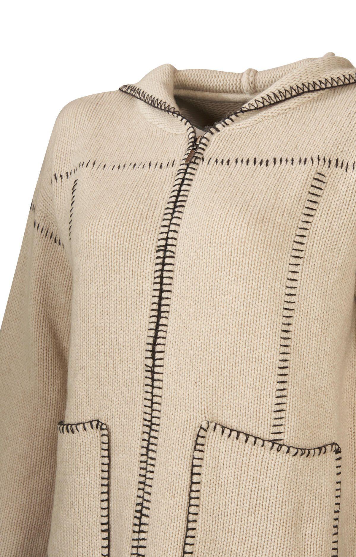 Sweater Fibras Recicladas Mujer Canela Blanco-3