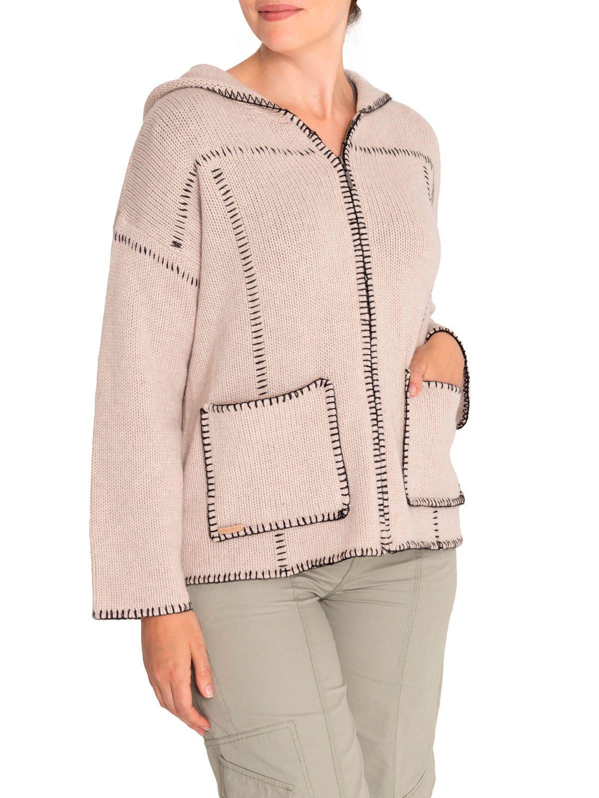 Sweater Fibras Recicladas Mujer Canela Blanco-5