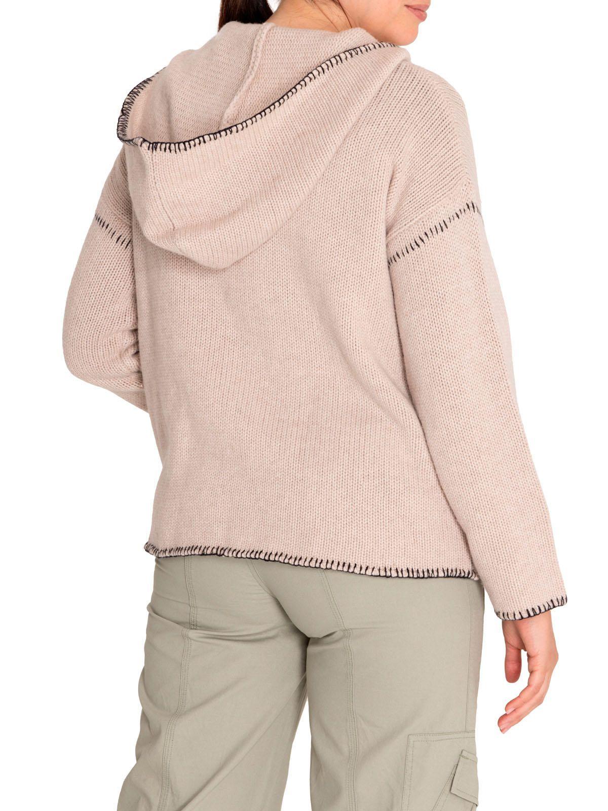 Sweater Fibras Recicladas Mujer Canela Blanco-6