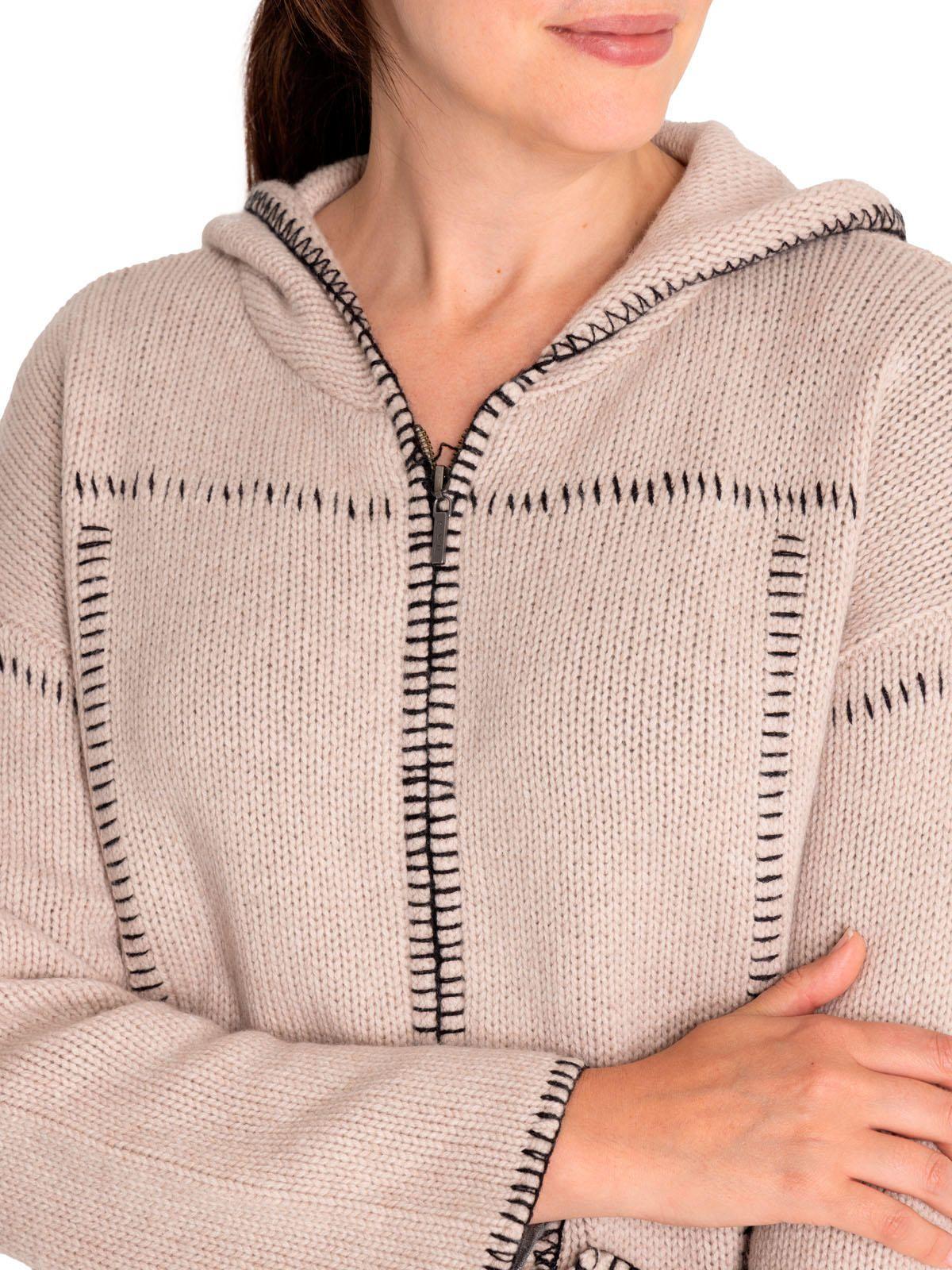 Sweater Fibras Recicladas Mujer Canela Blanco-7