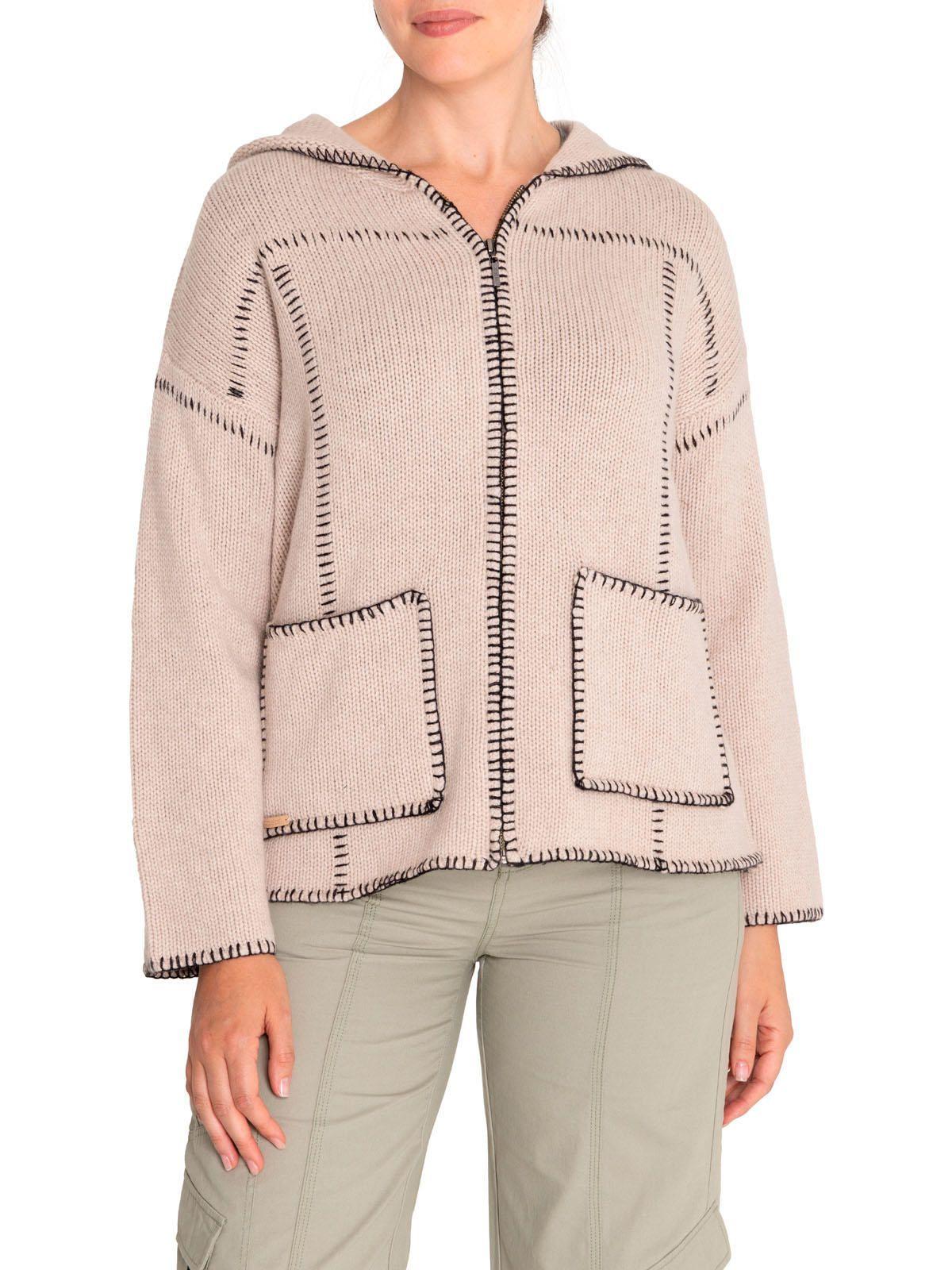 Sweater Fibras Recicladas Mujer Canela Blanco-4