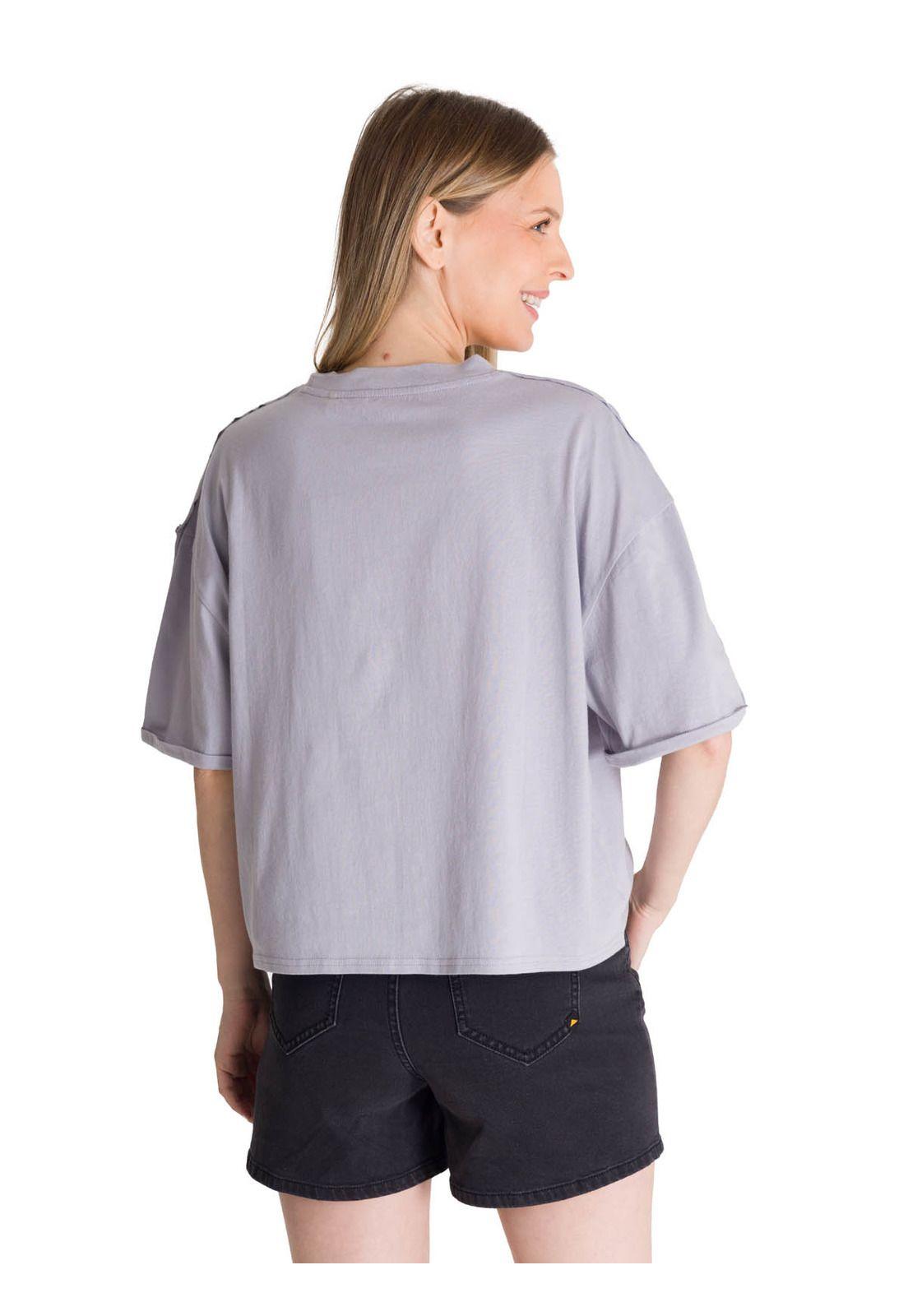 Polera Manga Corta Oversize Mujer Diseño Lila-3