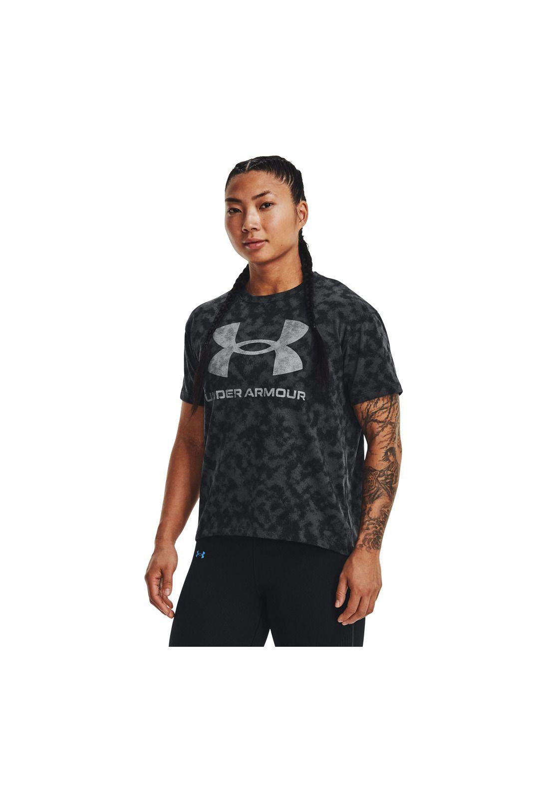 Polera M/C Train Sporstyle Logo Aop Hw Negro Mujer-0