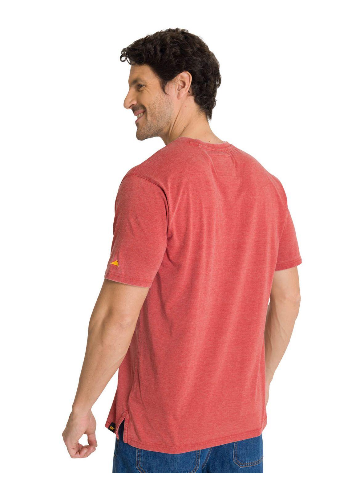 Polera Manga Corta Henley Hombre Burnout Rojo-3