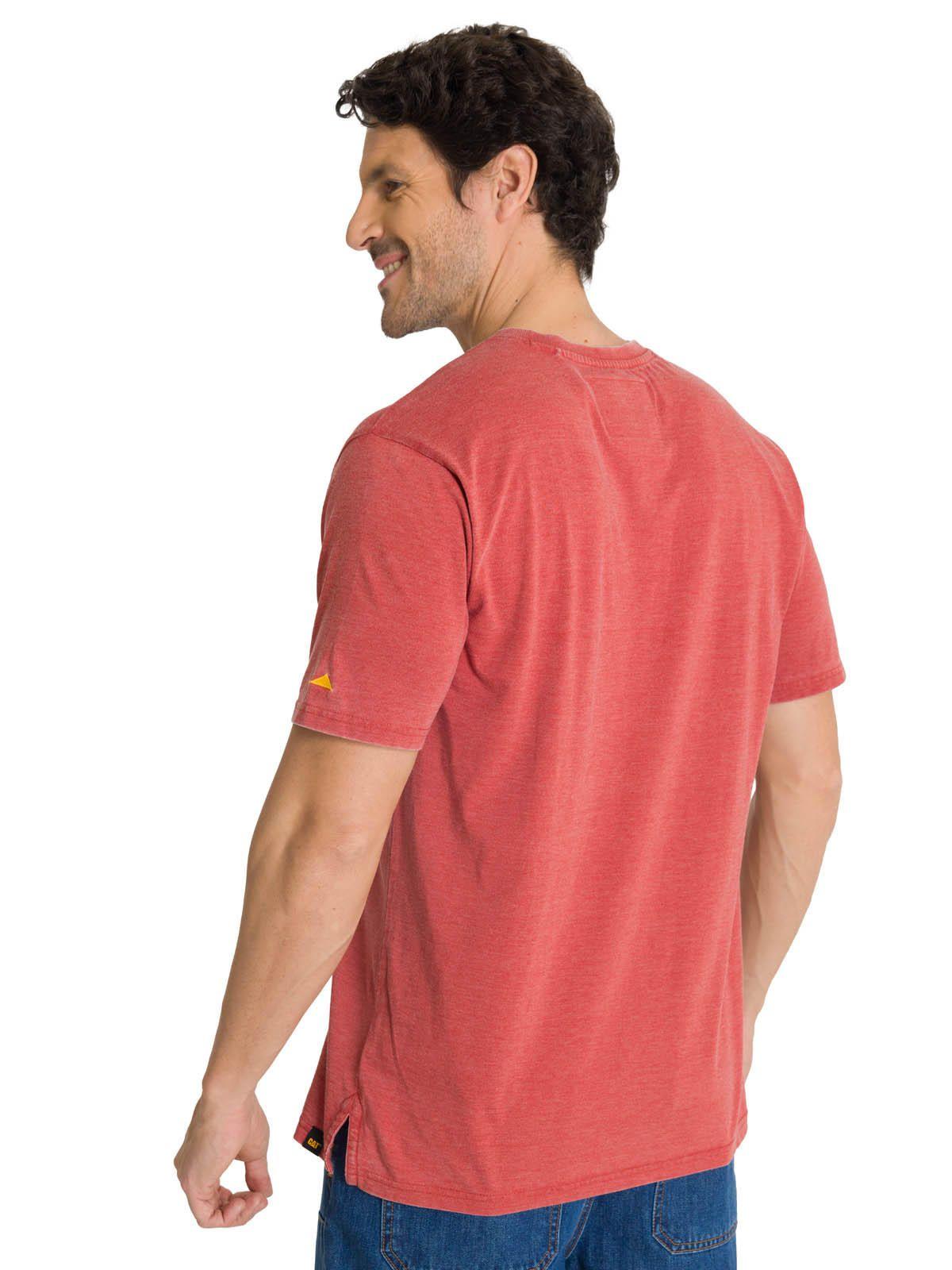 Polera Manga Corta Henley Hombre Burnout Rojo-3