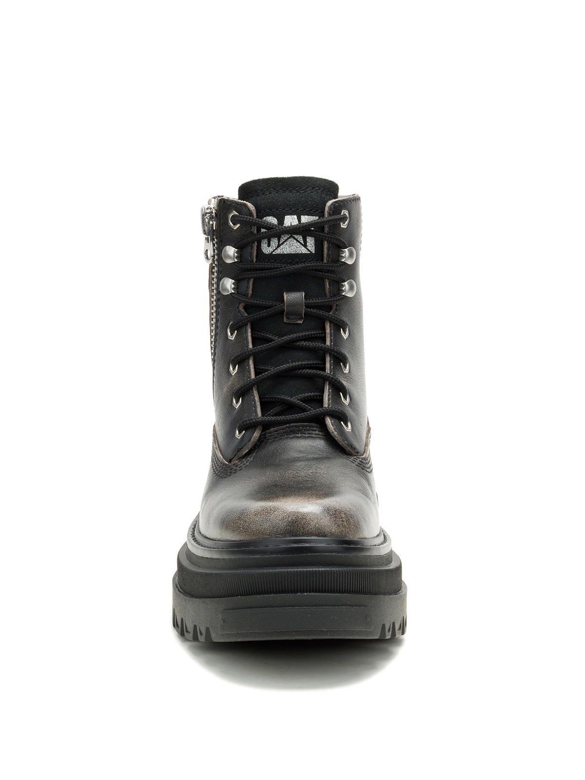 Botín Cuero Mujer Bolder Zip Gris-5