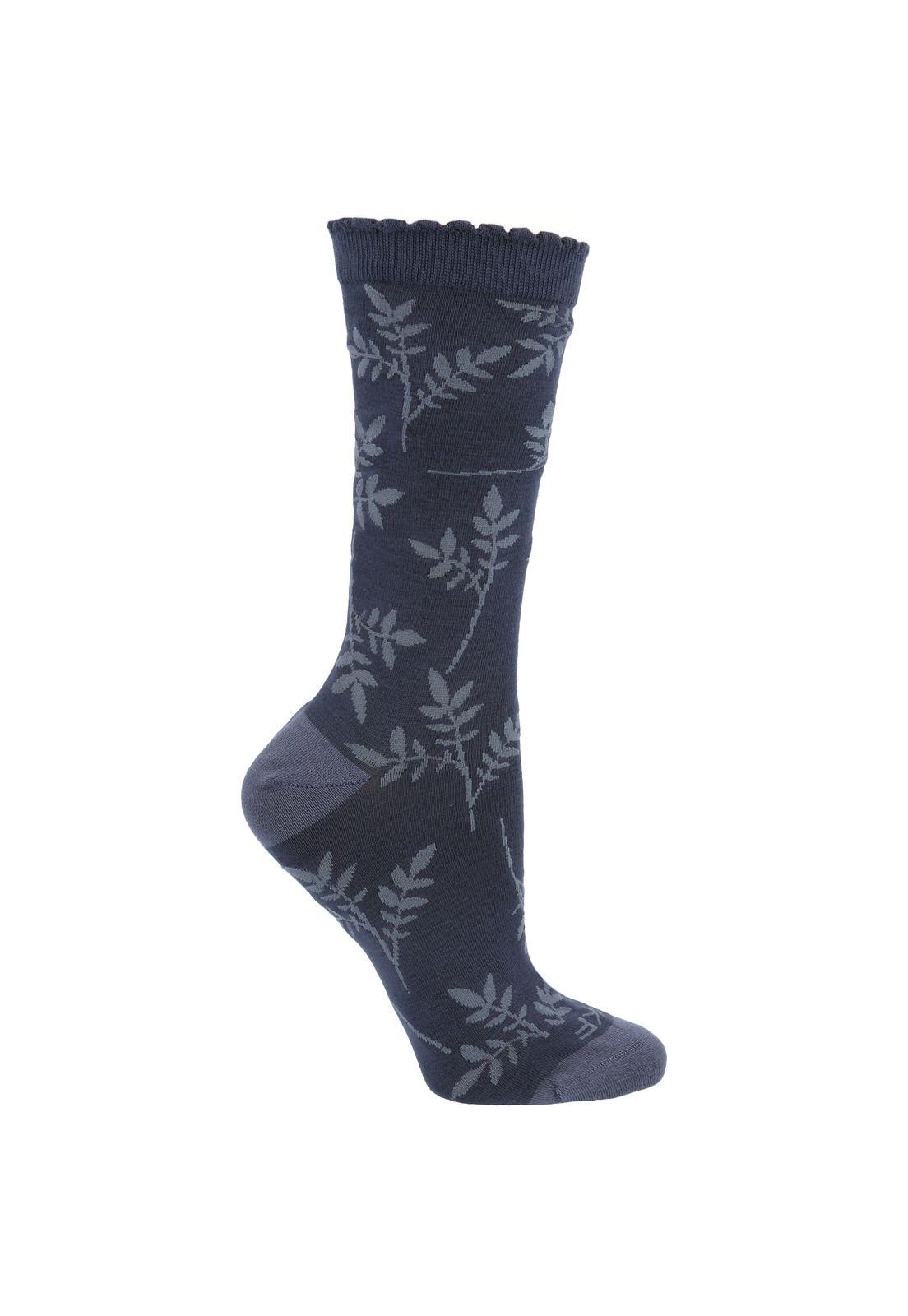 Calcetín Bambú Mujer Leaf Azul-0