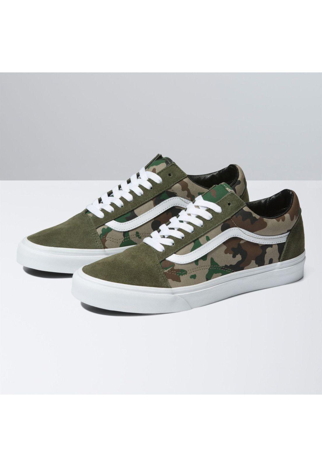 Zapatilla Unisex Old Skool Camo Olive/White-0