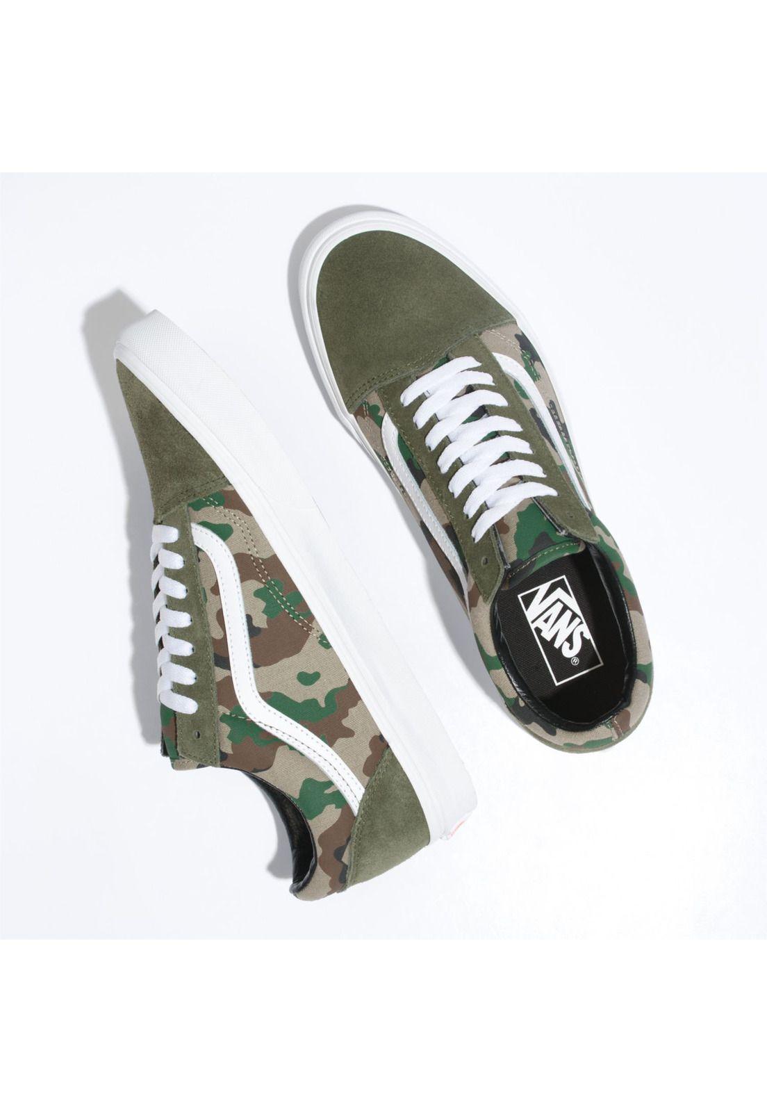 Zapatilla Unisex Old Skool Camo Olive/White-1
