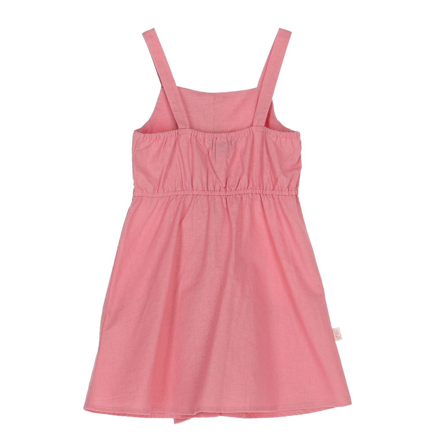 Vestido Lino Niña Botones Rosado-1