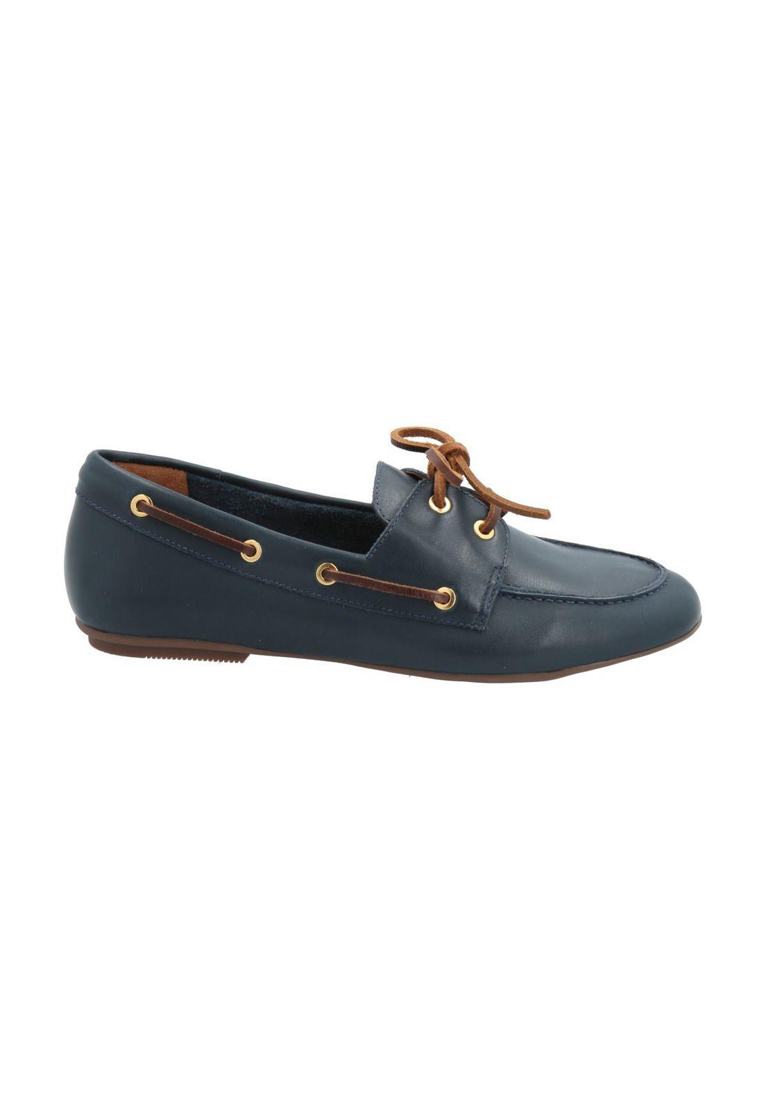 Mocasín Cuero Mujer Roberta Azul-0