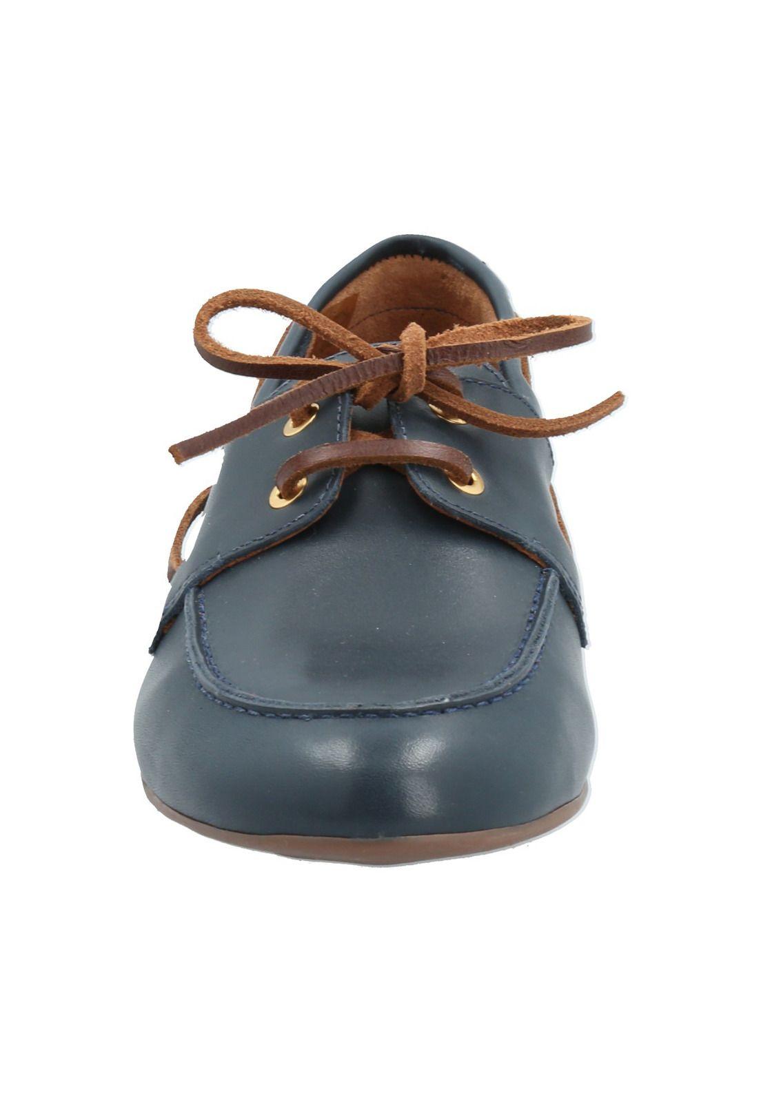 Mocasín Cuero Mujer Roberta Azul-3