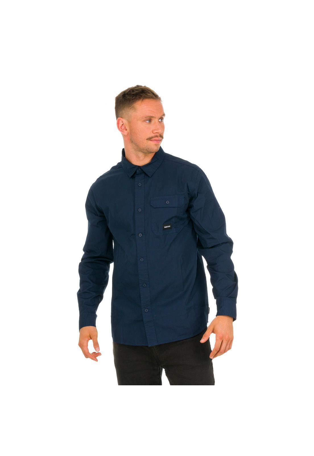 Camisa M/L Hombre Brixton Azul -3