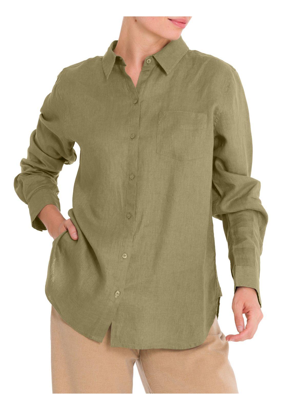 Blusa Lino Orgánico Mujer Lirio Verde-4
