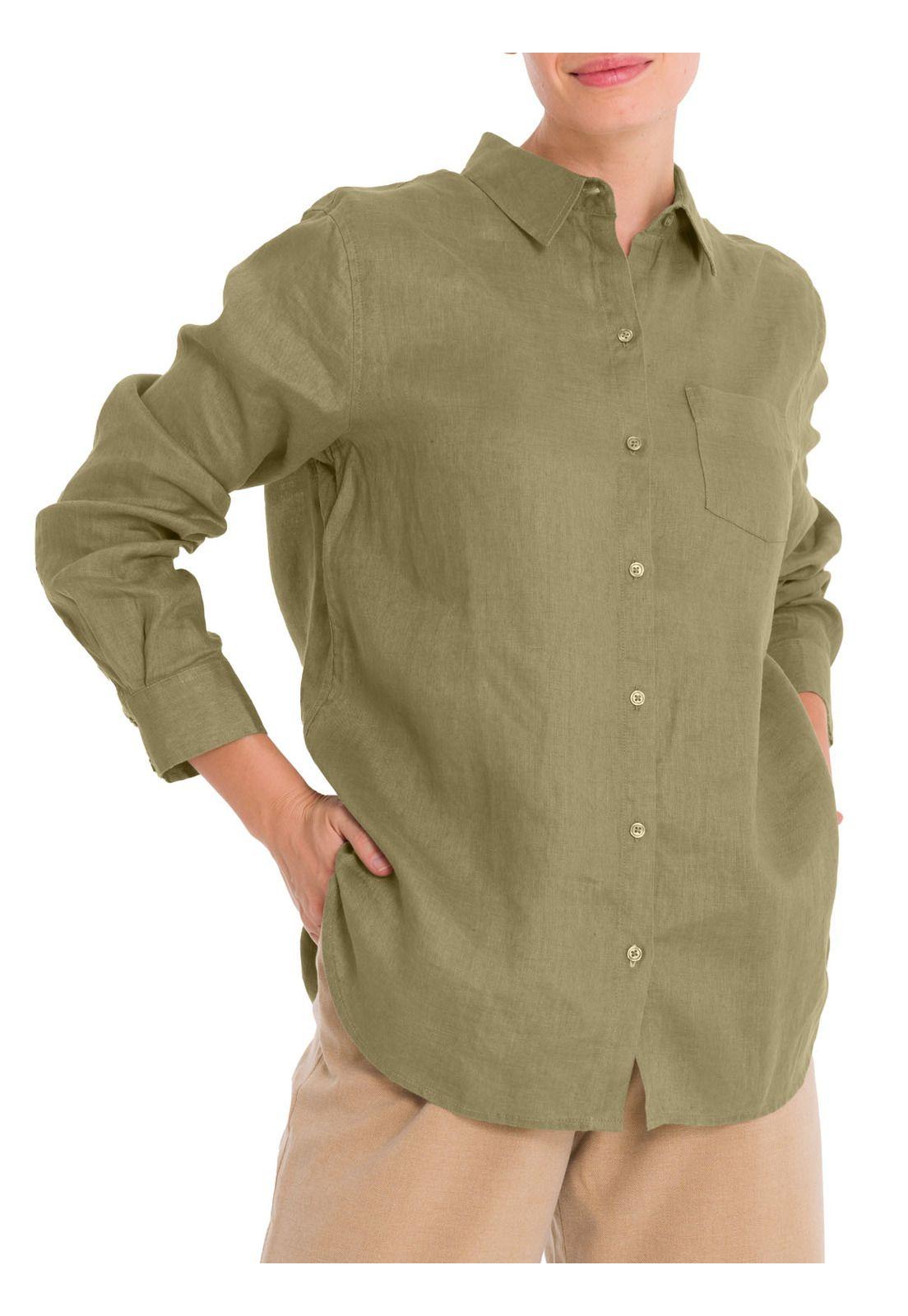 Blusa Lino Orgánico Mujer Lirio Verde-5