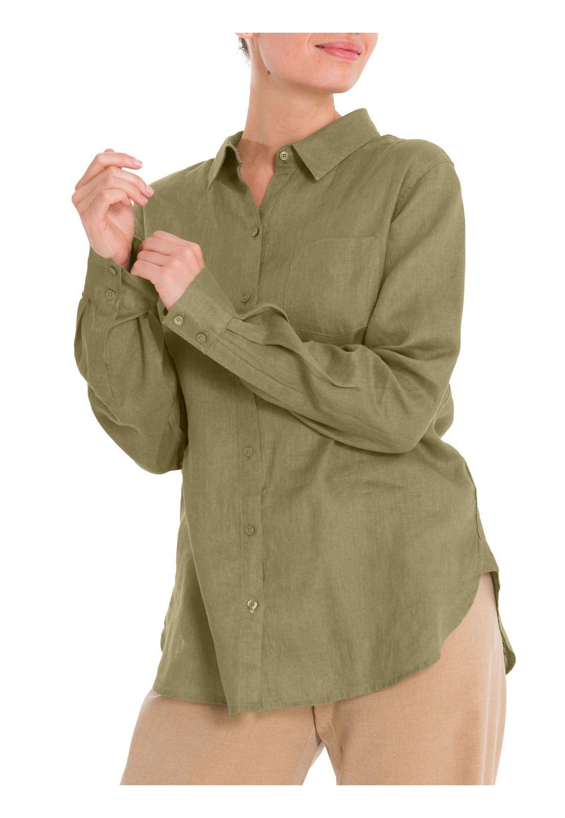 Blusa Lino Orgánico Mujer Lirio Verde-6