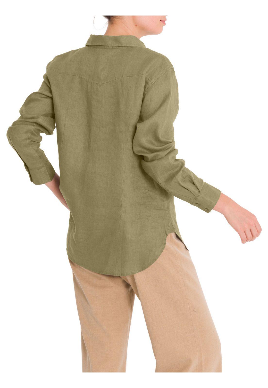 Blusa Lino Orgánico Mujer Lirio Verde-7