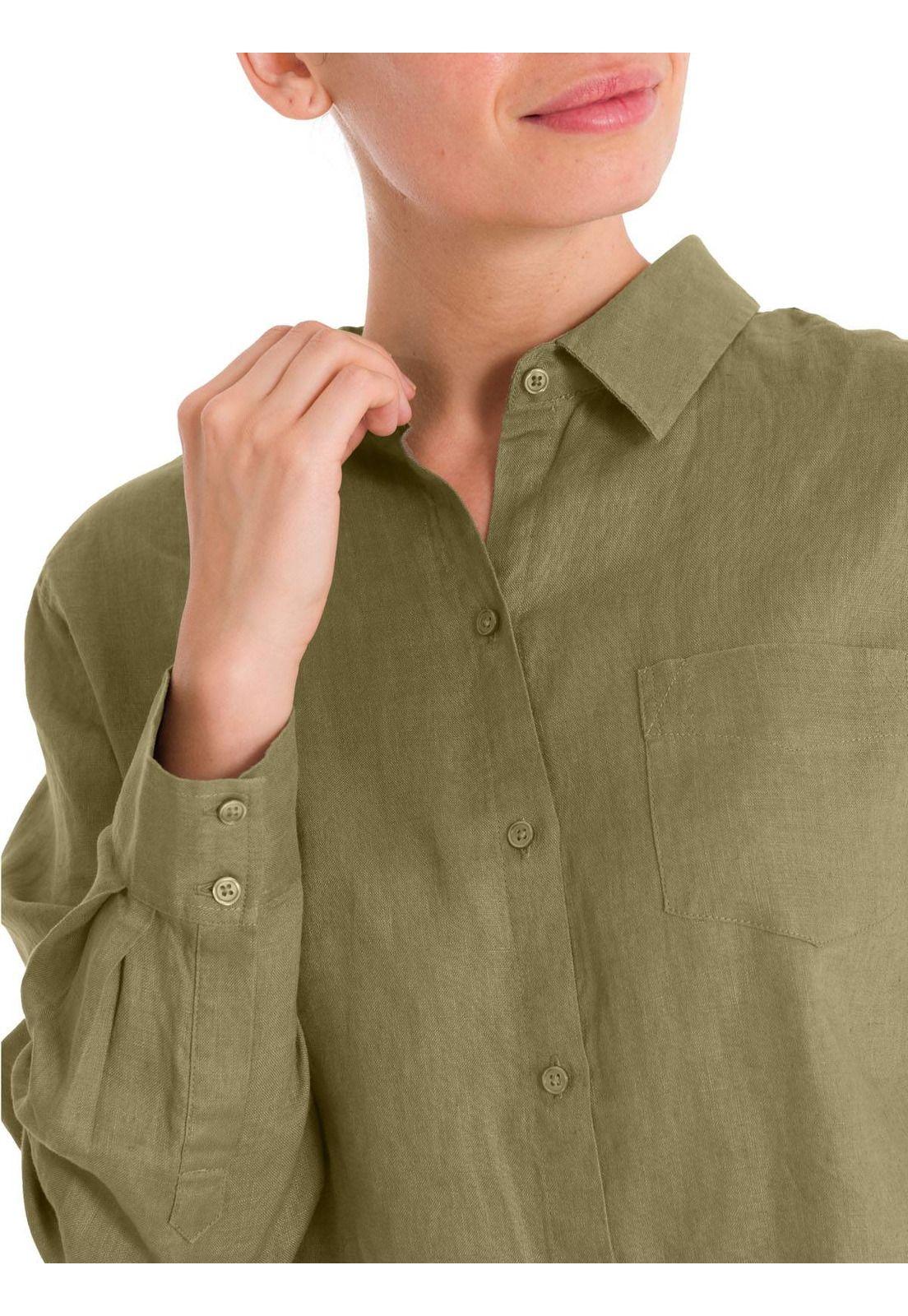 Blusa Lino Orgánico Mujer Lirio Verde-8