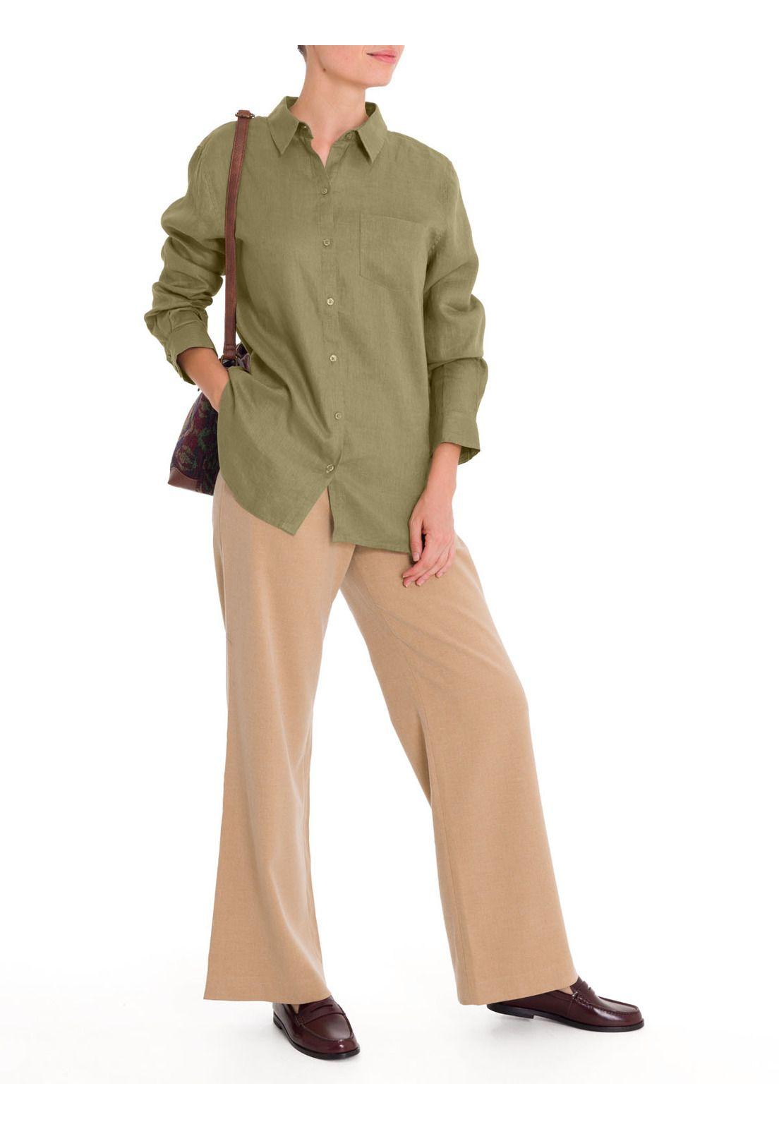 Blusa Lino Orgánico Mujer Lirio Verde-9