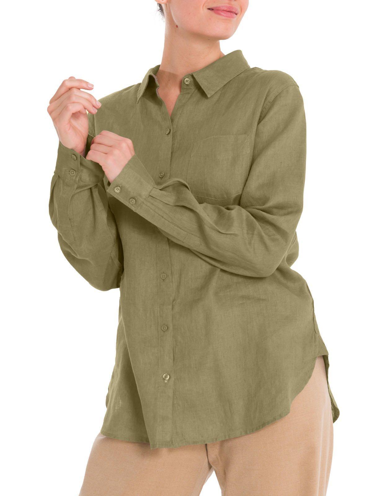 Blusa Lino Orgánico Mujer Lirio Verde-6