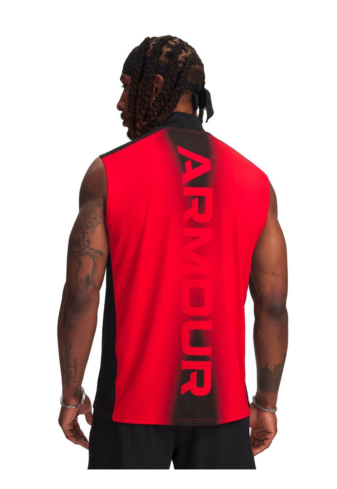 Primera capa superior Sin mangas hombre HeatGear Rojo -1