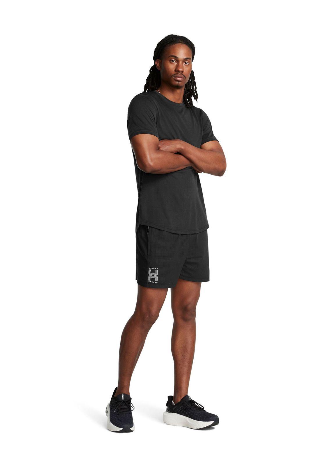 Shorts UA Launch para hombre Negro-5