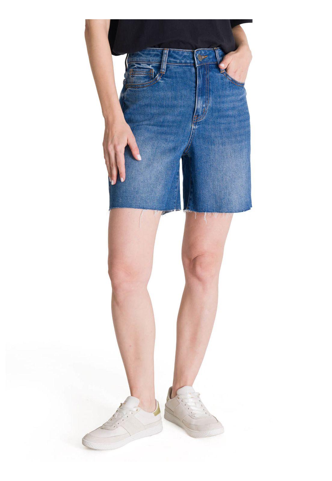 Short Tiro Alto Denim Mujer Cowboy Azul-0