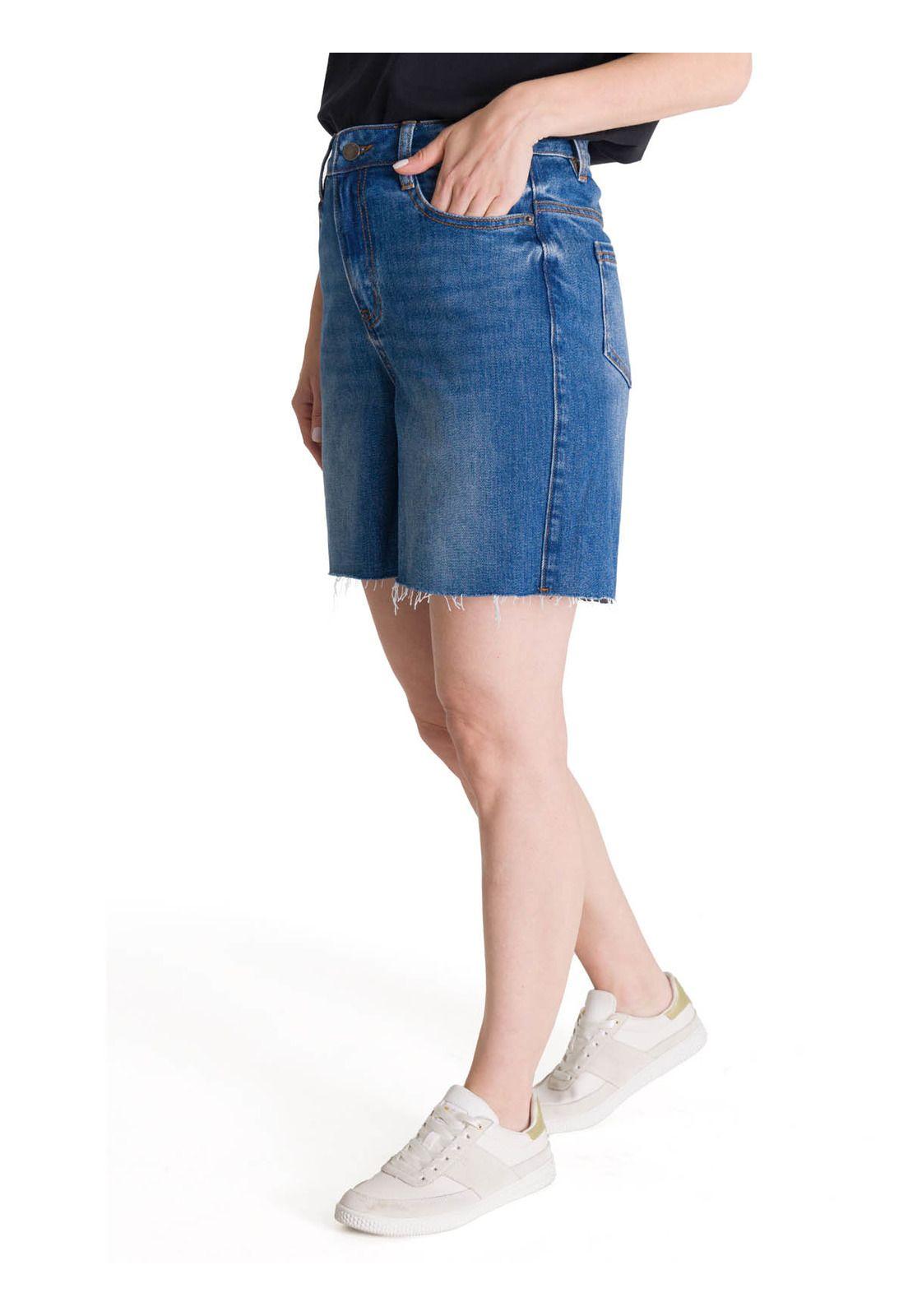 Short Tiro Alto Denim Mujer Cowboy Azul-1