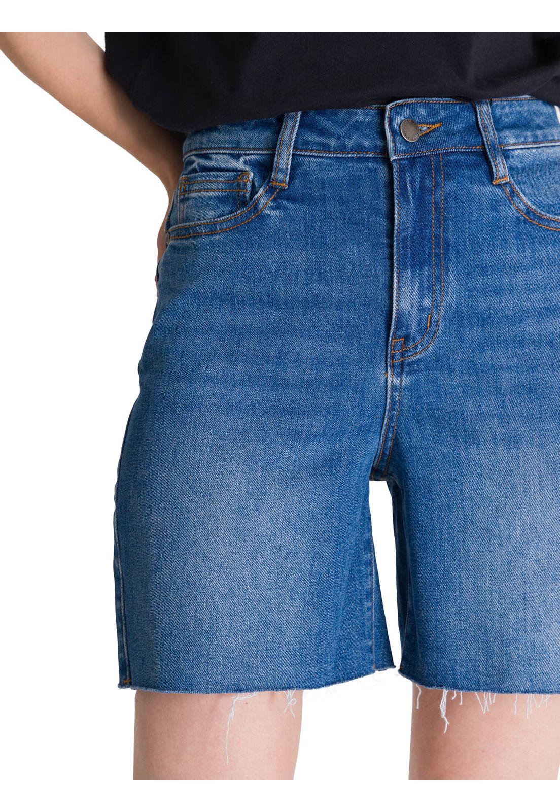 Short Tiro Alto Denim Mujer Cowboy Azul-4