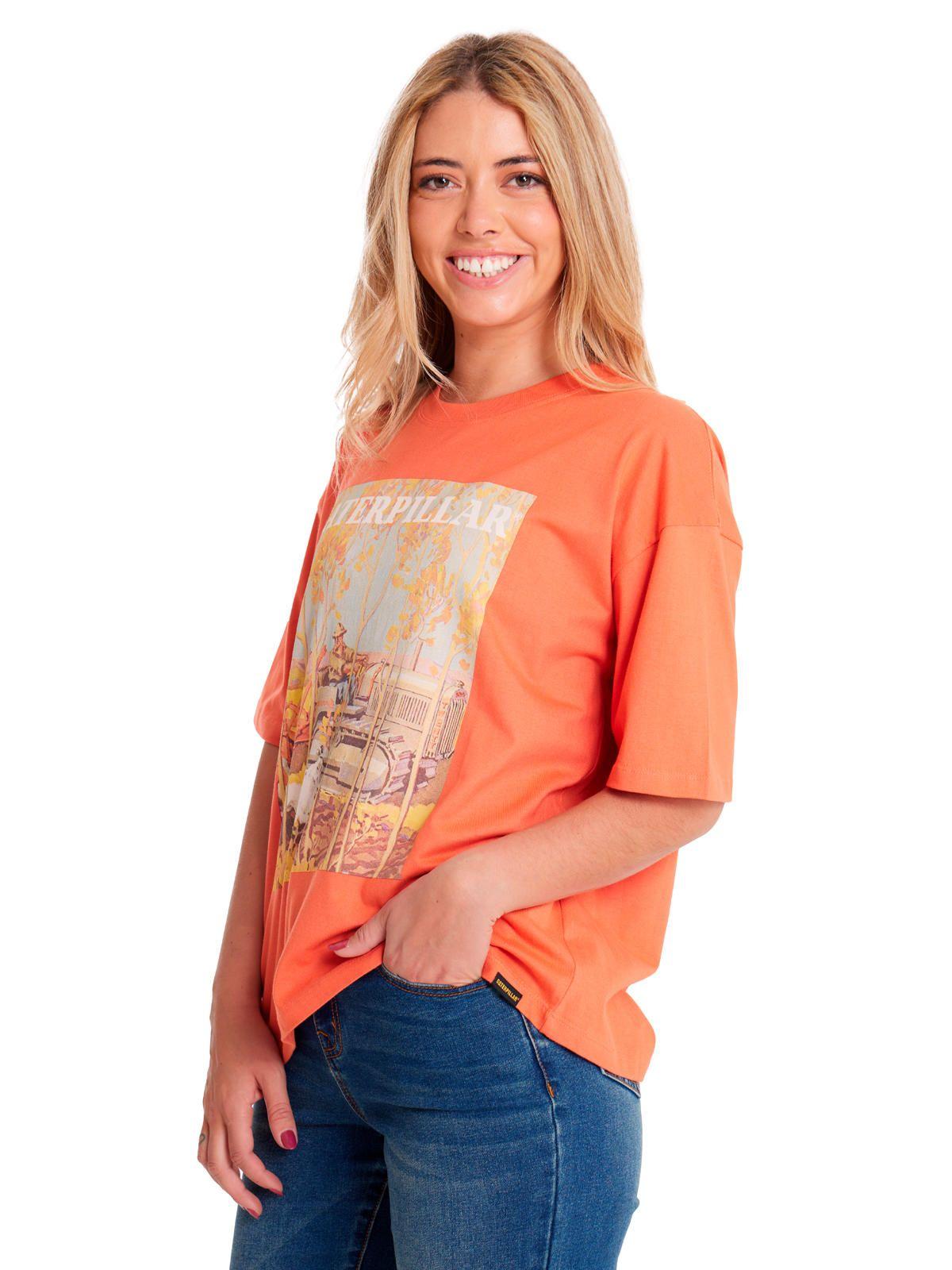 Polera Manga Corta Mujer Boxy HW Graphic2 Durazno-3