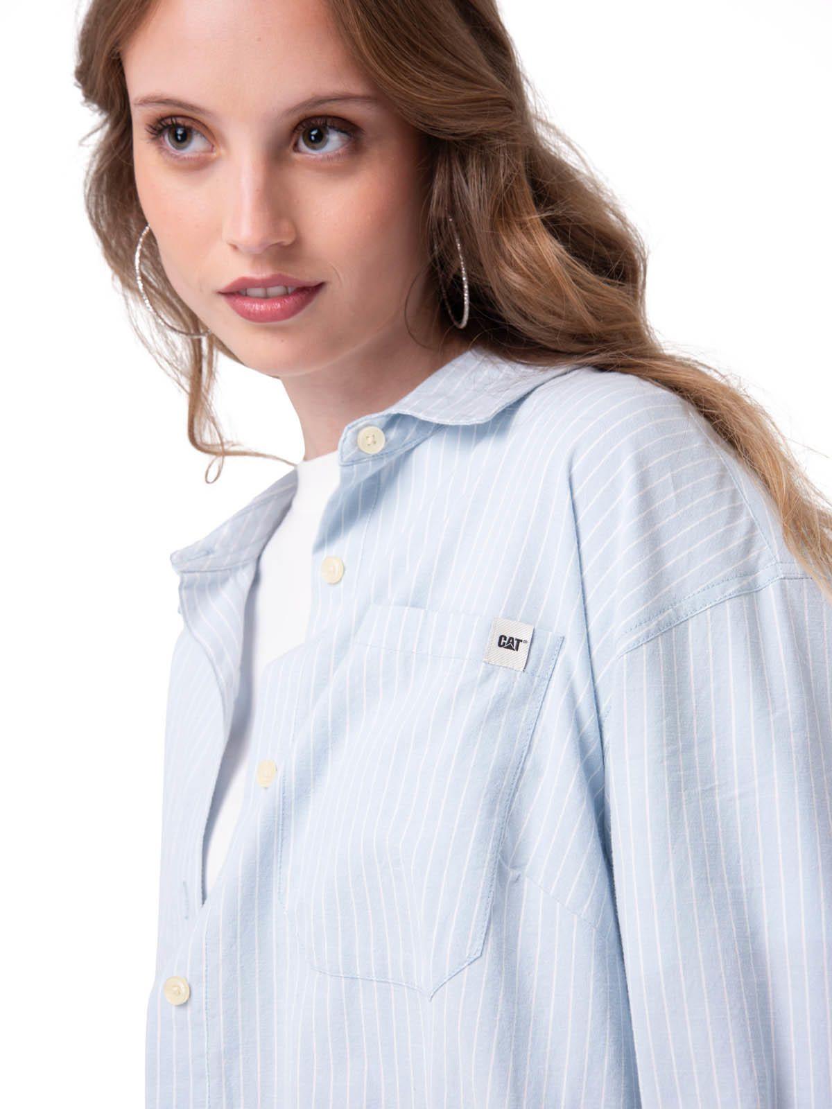 Camisa Manga Larga Mujer Oversized Celeste-4