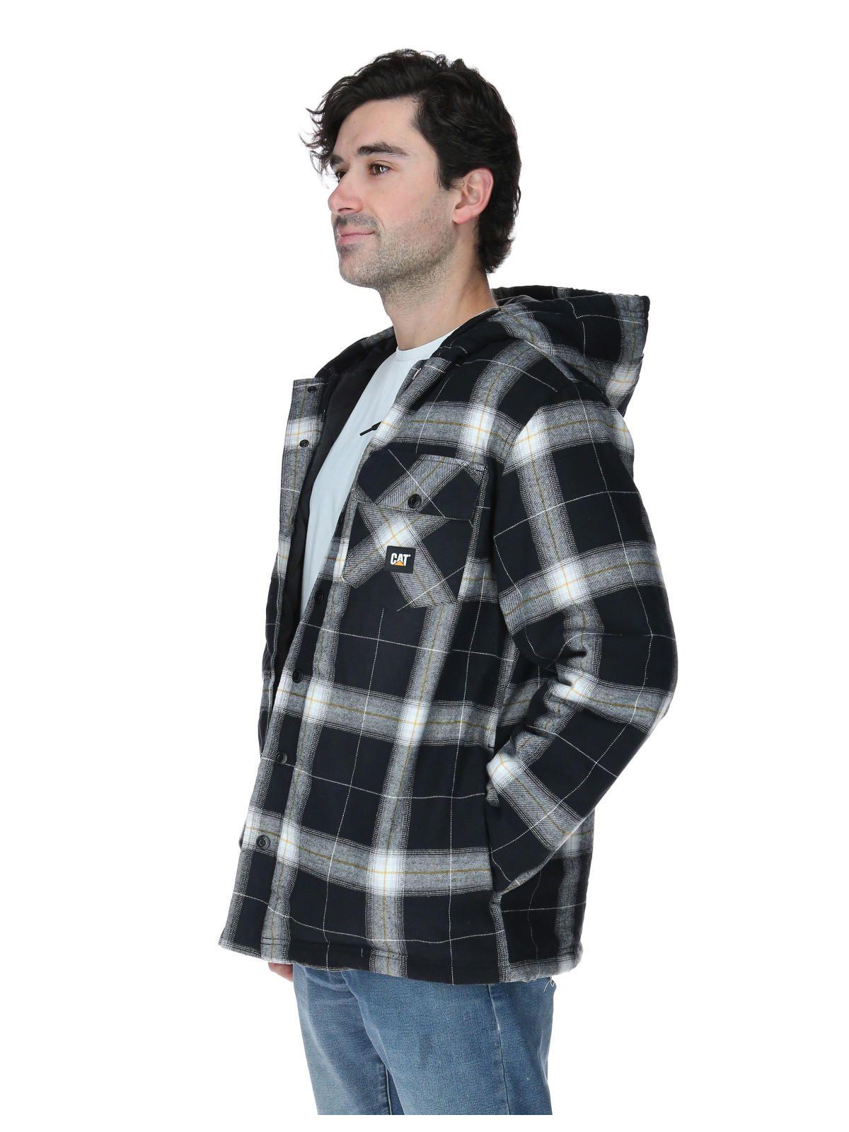 Chaqueta Hooded Flannel Hombre Negro y Blanco-1