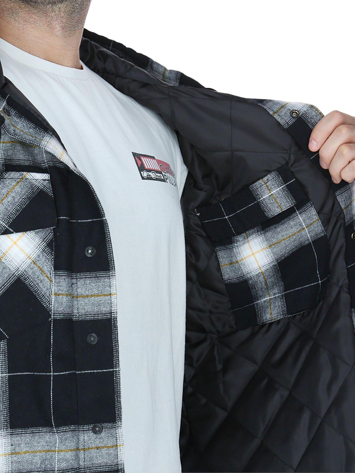 Chaqueta Hooded Flannel Hombre Negro y Blanco-5