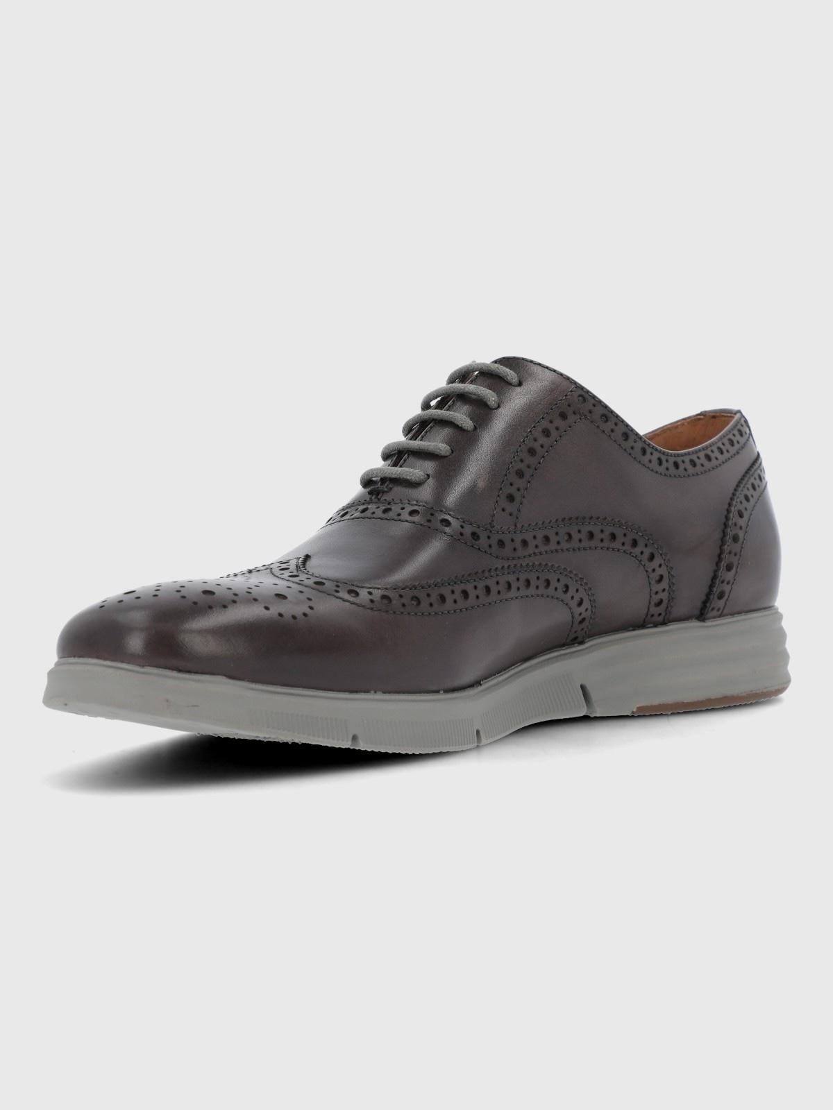 Zapato Cuero Hombre Wing Flex Gris-5