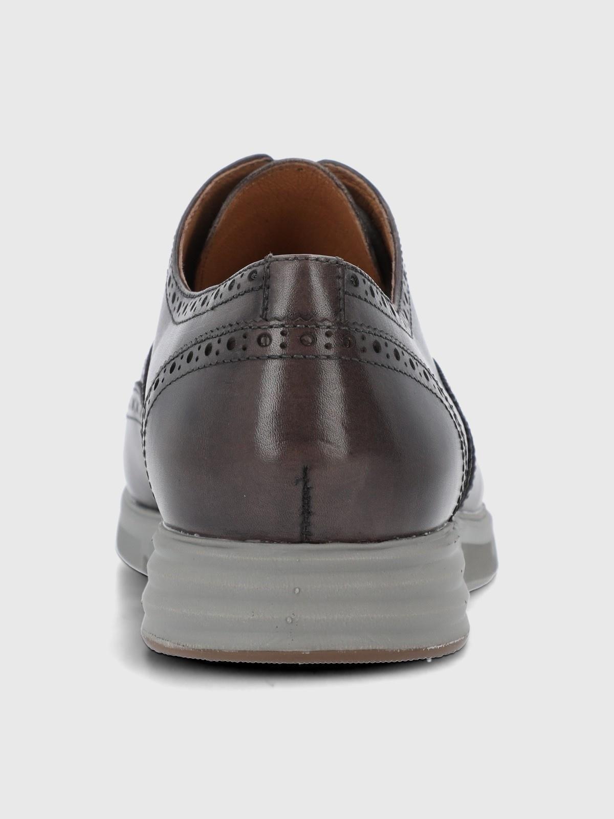 Zapato Cuero Hombre Wing Flex Gris-6