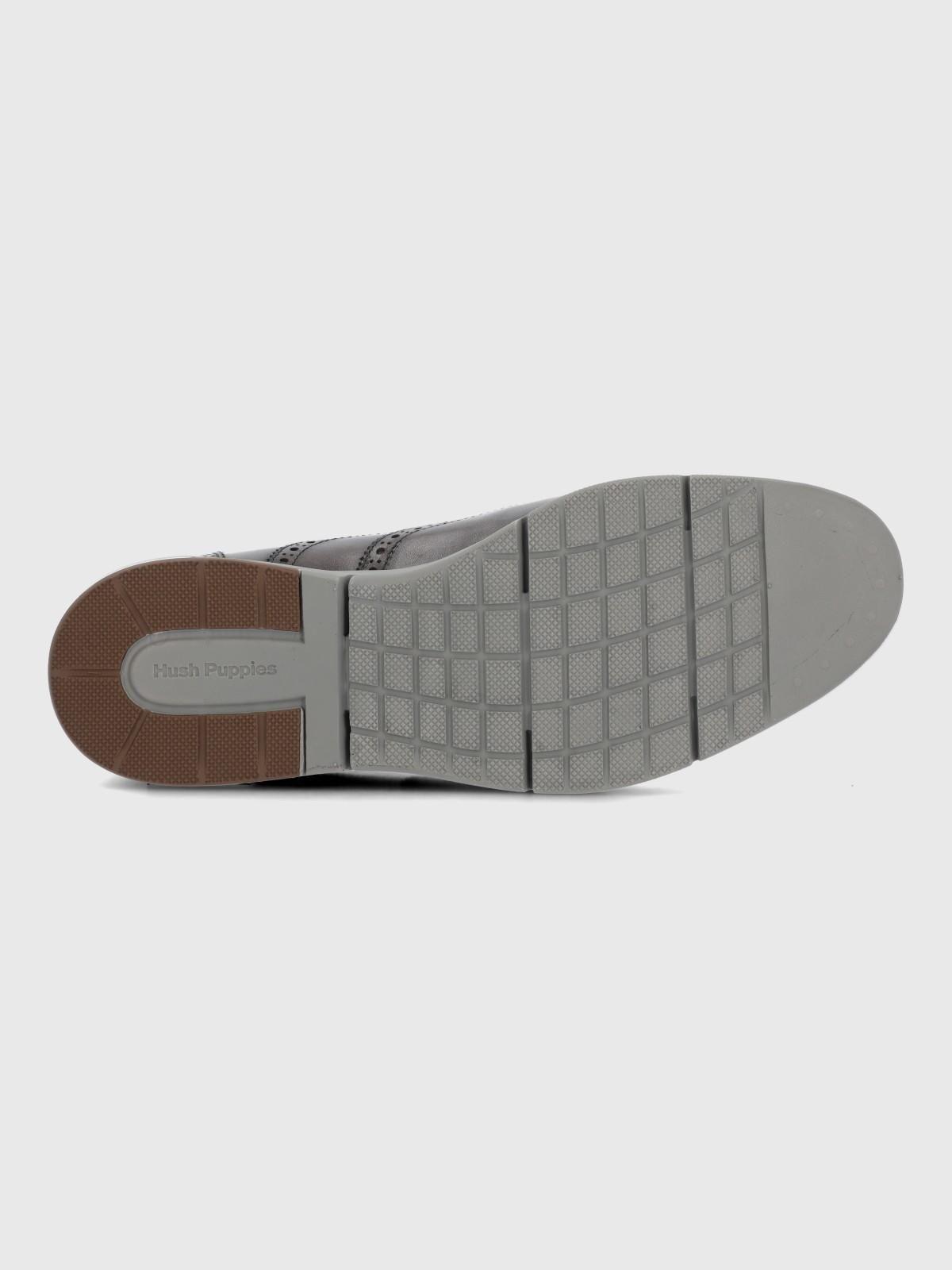 Zapato Cuero Hombre Wing Flex Gris-7